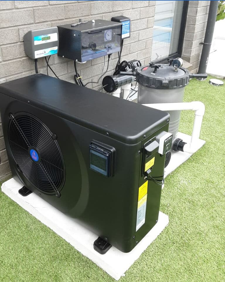 Heat pump on pool equipment